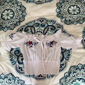 off the shoulder crop top blouse